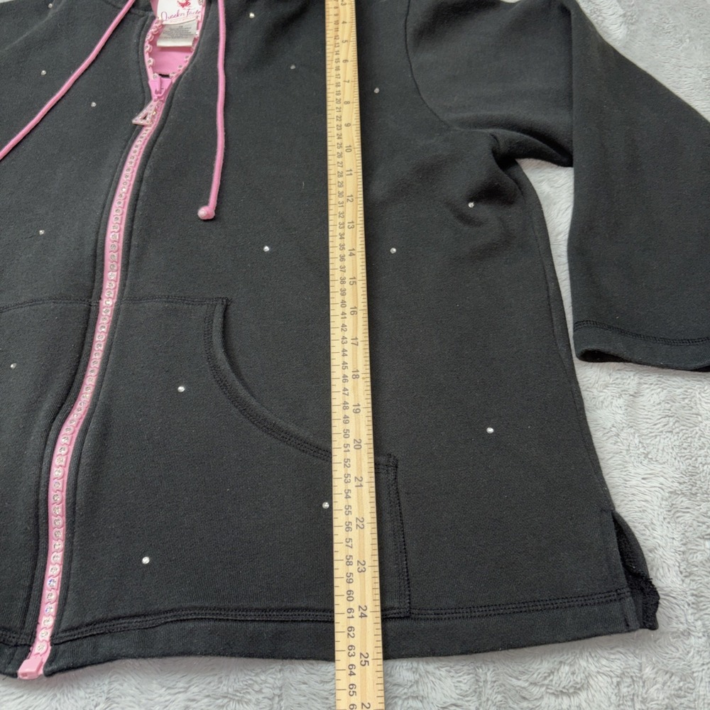Quacker Factory Embellished Studded Full Zip Black/pink‎ Hoodie Womens XL - Picture 3 of 7